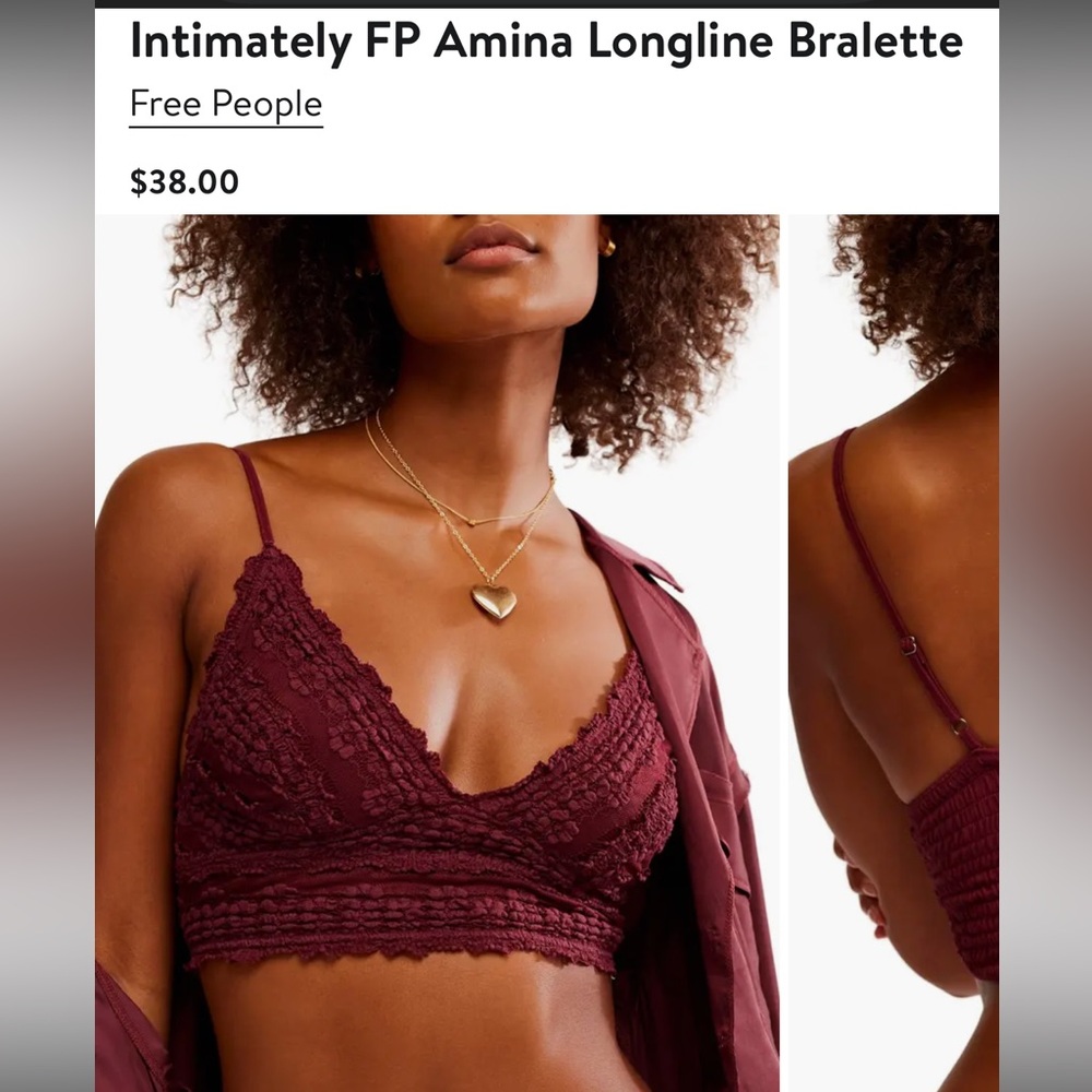 NWT Free People Intimately FP Amina Longline Bralette - Picture 3 of 9